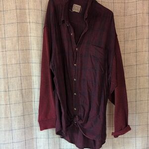 Womans Burgundy Button-Up Shirt